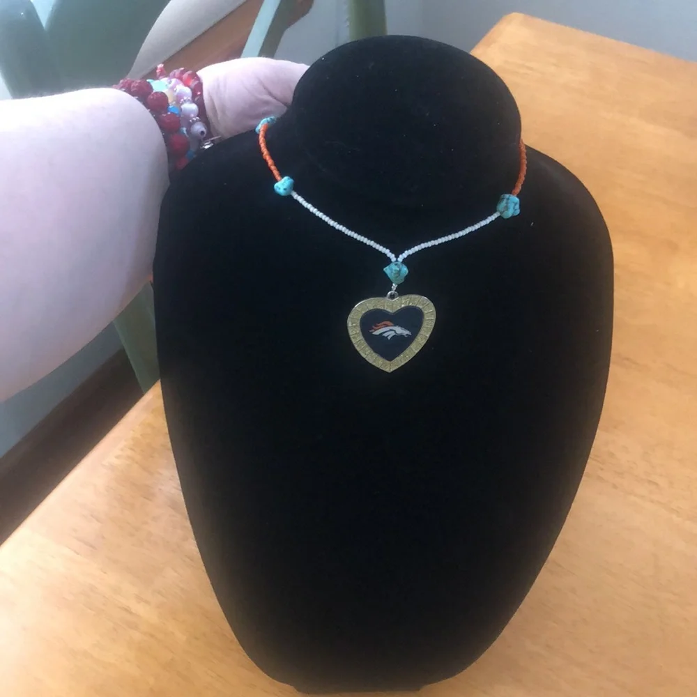 Denver Broncos Sparkle Heart Charm